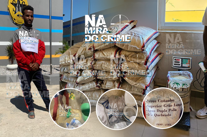 Detido na Huíla comerciante eritreu que furtava quilos de arroz em cada saco de 25 kg