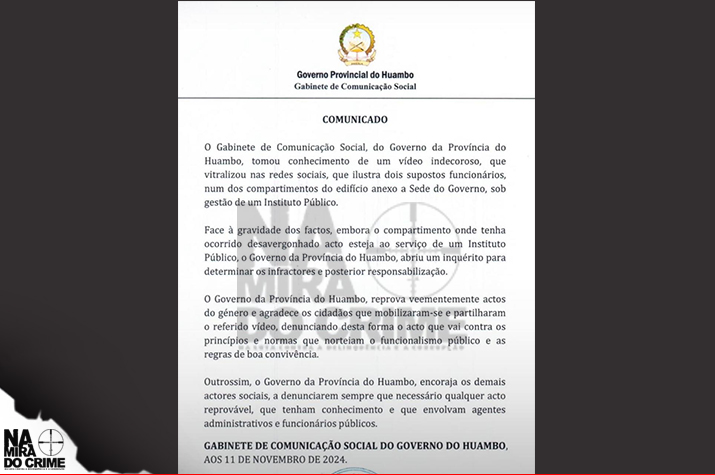 'Baltasar angolano' no Huambo: Governo provincial instaura inquérito para localizar funcionário 'ngombiri' e sua amante