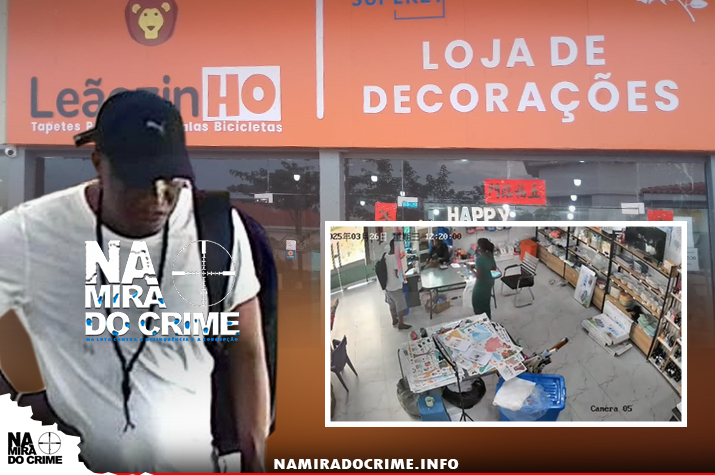 Shopping Popular: Elemento flagrado nas câmaras da Loja Super Leão Zinho a furtar telefone