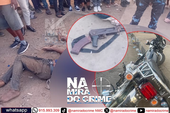 Marginais "abatidos" pela Brigada Moto da URP-Luanda quando tentavam reagir com AKM  de cano cortado